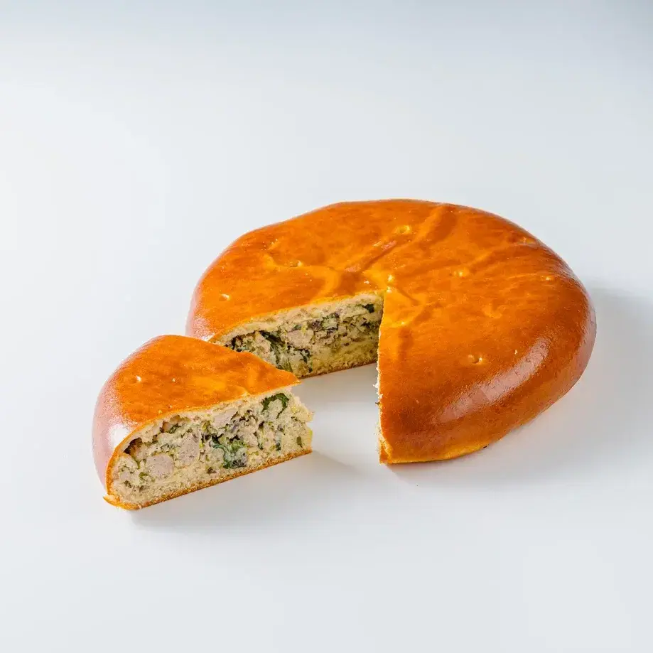 Пирог с курицей, грибами и шпинатом